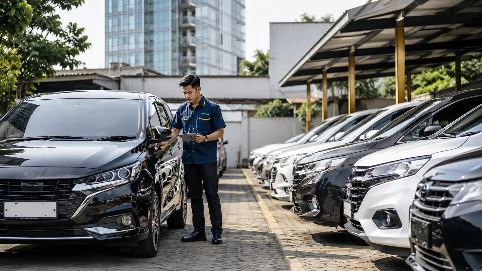 Ilustrasi pemeriksaan kendaraan untuk rental bulanan
